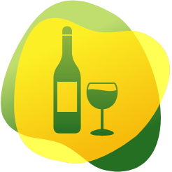 Ikona pohára a fľaše vína znázorňujúca veľkú spotrebu alkoholu